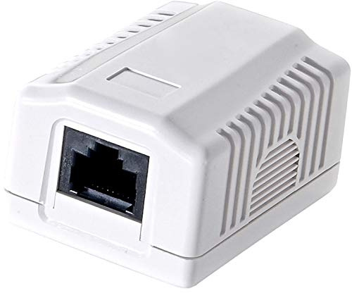 CAT6 Aufputz Netzwerkdose 1x RJ45 Reinweiß RAL9010 AWG22–26 | RJ45-Aufputzdose für CAT6-Netzwerke, PoE-fähig, passend für AWG22–26, Farbe Reinweiß RAL9010