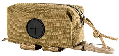 OneTigris Kotbeutelspender für Hunde, Mit Molle-System und Karabiner, für Spazierengehen mit Dem Hund Laufen Wandern, Taktik Hundekotbeutel-Spender Passt jede Hundeleine, Braun