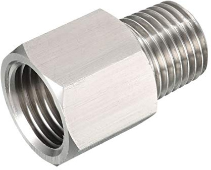 sourcing map Reduzierrohrverbindungsadapter | 1/4 G Stecker auf M14 Steckerdose Edelstahl