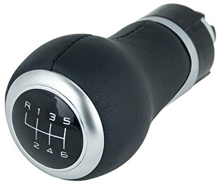 Schaltknauf für VW Golf 4 5 6 Polo 9N 6R für Passat B5 B6 - 6 Gang - Schwarz - Silber - Chrom - Schalthebel - Hebel Knauf für Gangschaltung - Handschalthebel für Schaltgetriebe 12mm - A0260-9