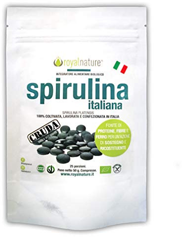 Spirulina Italiana Royal Nature® - Formato 100 Compresse - Biologica e Cruda 100% Filiera Italiana, Coltivata Alla Luce Diretta del Sole.