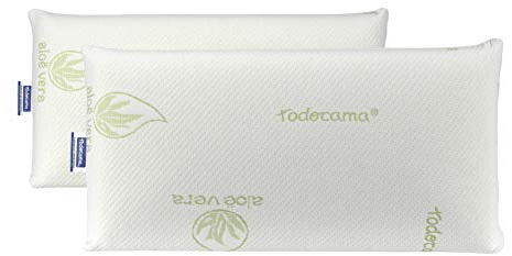 Todocama - Almohada viscoelástica, núcleo Compacto. Doble Funda con Cremallera. Tejido Aloe Vera Plus. Termorregulable adaptabilidad al Cuello. (Pack de 2 Unidades - 75 cm)