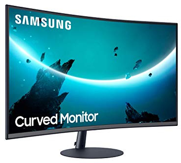 Samsung T55 Curved Monitor, 24 Inch, 1000R, 75hz, 4ms, 1080p, Dark Blue Grey