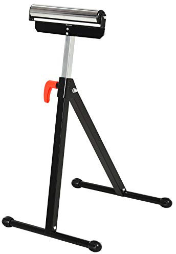 HOMCOM Folding Roller Stand, Material Support Pedestal with Ball Bearing Roller Height Adjustable Portable, Metal Construction, Black