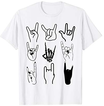 Hardrock Rock Heavy Pommesgabel Rocker Hand Handzeichen T-Shirt