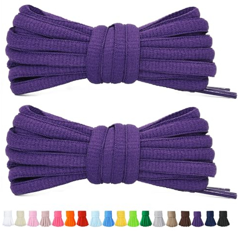 Stepace 2 par 6 mm ovala runda skosnören för sneakers 60 cm – 200 cm längd 18 färgade ovala skosnören lila 120cm