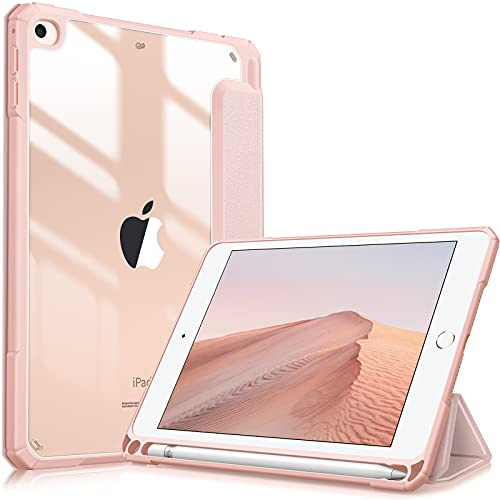 Fintie Hybrid Hülle für iPad mini 5 2019/ iPad mini 4. Gen (7,9 Zoll) | Schlanke Schutzhülle mit transparenter Hard-PC-Rückseite, Stoßfest, Stifthalter & Auto-Sleep/Wake, Roségold