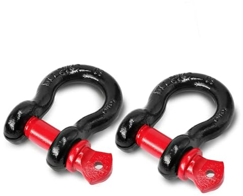 Jamiikury Grilletes de Anillo en D de 5/8 Pulgadas, 19.5 toneladas (43 Libras), Resistencia máxima a la Rotura con Pin de 3/4 Pulgadas para recuperación de vehículos Todoterreno (Paquete de 2)