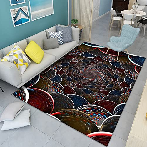 Teppich deko Gaming Zimmer,Rutschfester, Langlebiger Teppich, Blau, Rot, Abstraktes Geometrisches Design Teppich antirutsch,Wohnzimmer deko modern 200x300cm