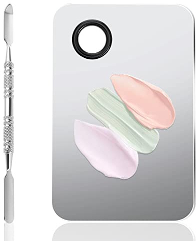 WLLHYF Tavolozza cosmetica in acciaio inox, palette cosmetica professionale con spatola, strumento per mescolare fondotinta nail art
