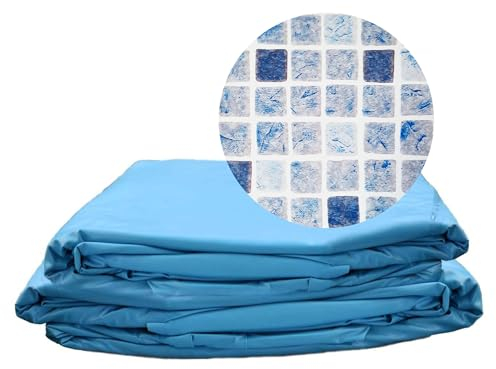 Unipool Premium Poolfolie für Achtformpool, 540 cm x 350 cm x 150 cm, Stärke: 0,6 mm, mosaik grau/blau