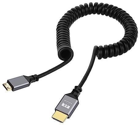 NFHK Mini HDMI 1.4 hane till HDMI hane 4K 60hz stretch lindad kabel rak kontakt för HDTV dator bärbar bildskärm