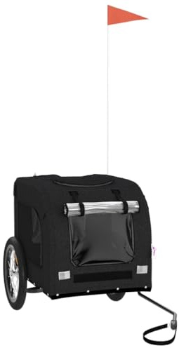 vidaXL Remolque de Bicicleta para Mascotas, Carrito para Perros Gatos, Remolque de Carga para Compra Camping, Hierro Tela Oxford Negro
