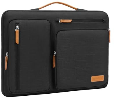 MOSISO 360° Laptoptasche Laptop Tasche Hülle 15 Zoll für MacBook Air 15 | Wasserdicht, Stoßfest Laptophülle mit 4 Fächer für MacBook Air 15 M5 M4 M3 M2 (2026-2023), Lenovo XPS 15, Schwarz