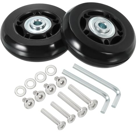 PATIKIL 60x18mm Koffer Ersatzräder, Set aus 2 PU-Schwenkrollen Reparatur-Kit mit Schrauben und Unterlegscheiben für Trolley Box