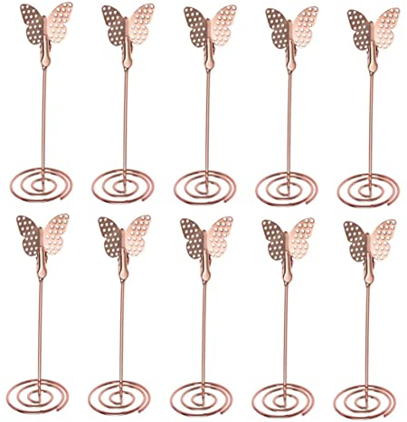 STOBOK 10st Hochzeitssitzhalter Fotoständer Essensaufkleber Für Platzkarten Tischdekoration Für Partys Speisekarte Tischplattenhalter Kartenständer Fotoclips Metall Esstisch Briefpapier