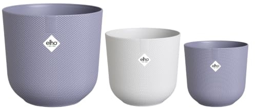 elho Jazz Rund 14,16,19 Blumentopf - Lavendel Lila | ∅ 18.9 x H 17.6 cm | 3 Artikel Enthalten | für den Innenbereich | 100% recyceltes Plastik