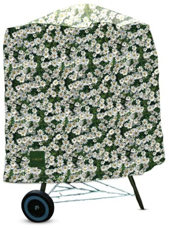 Camouflage BBQ Cover – Fresh Daisy Pattern | Waterproof Barbecue Protector for Kettle Grills – Garden Floral BBQ Cover with Storm Shield, 71x71x68cm