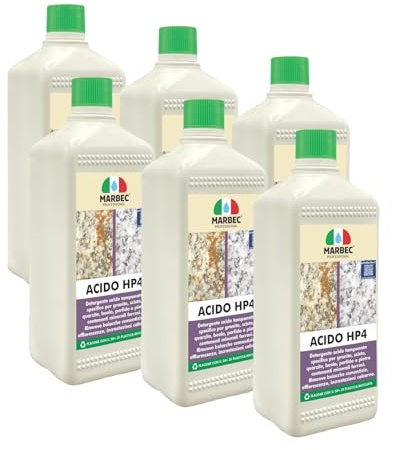 MARBEC Acido HP4 1LTx6Pz | Detergente acido tamponato per pulizia disincrostante di porfido, granito e pietre ferrose.