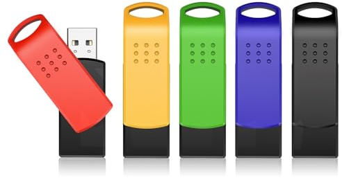 KEXIN USB Stick 128GB 5er Set, Speicherstick USB 2.0, Buntes Metallgehäuse, Drehbares Design - Schlüsselanhängergeeignete USB-Sticks für PC, Desktop, Auto