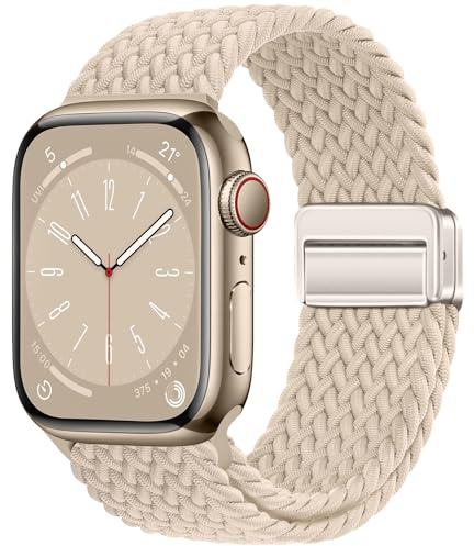Qimela Sportloop kompatibel med Apple Watch Band 38 mm 40 mm 41 mm 42 mm 44 mm 45 mm 46 mm 49 mm för kvinnor män, magnetisk rem stretchigt flätat armband för iWatch serie 11 10 9 8 7 6 5 4 SE Ultra 3