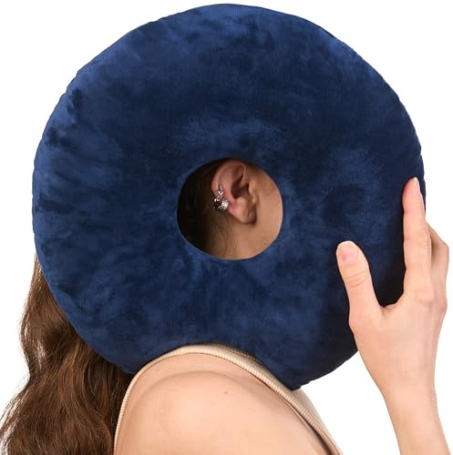 ODOXIA Ear Piercing Pillow for Side Sleepers | Donut Pillow for Ear Piercing | Cushion with Hole for CNH Relief | Adjustable Filling for Comfort | Ring Doughnut Cushion | CNH Solution