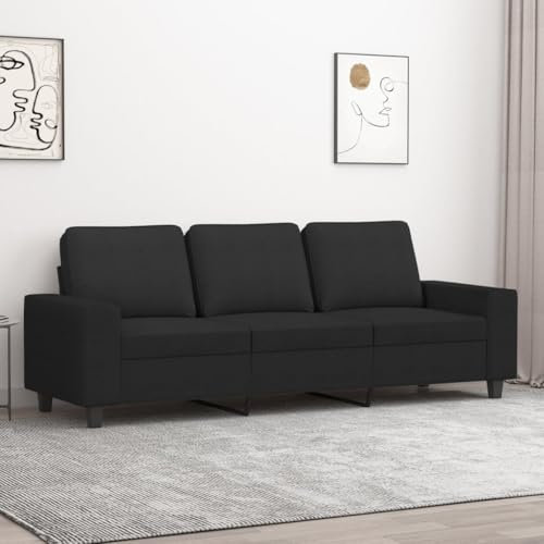 Willood 3 Sitzer Sofa Couch Gästesofa fürs Wohnzimmer Schlafzimmer Gästezimmer Modern Schwarz 180 cm Stoff