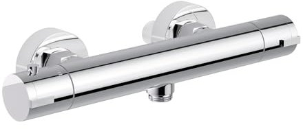 SAMODRA Thermostatic Shower Mixer Bar, Wall Mounted Shower Mixer Tap with Anti-Scald Body, Shower Valve Thermostat with Safety Lock at 38℃,Chrome