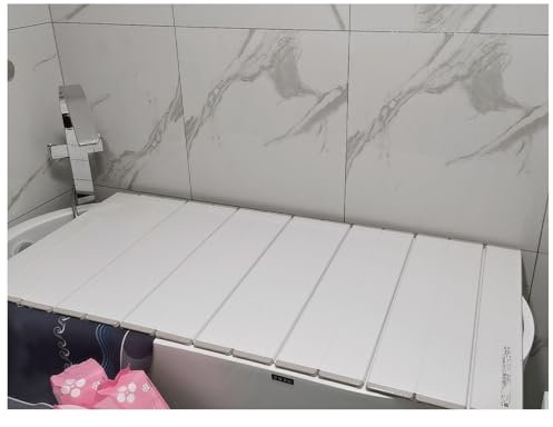 Copertura pieghevole per vasca da bagno in polipropilene con spessore di 1 cm e otturatore scalabile, antipolvere, per bagno, SPA, bagno al latte, 140 x 75 x 1 cm