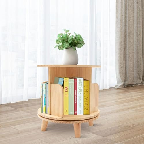 SanBouSi Klein Bücherregal Kinder 360° Drehbares Bücherregal Bodenstehendes Bücherregal Lagerregal Rund Bookshelf für Wohnzimmer Arbeitszimmer Schlafzimmer