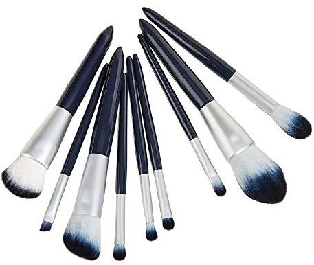 OWOHYG Set di 9 pennelli per Il Trucco, ombretto, Sopracciglia, Fard, evidenziatore, correttore, Pennello per Cipria in Polvere, setole morbide.