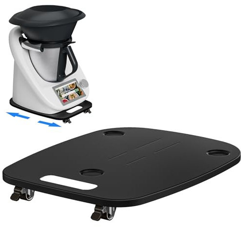ZDDLOINP Gleitbrett für Thermomix TM6 TM5, Brett für Thermomix mit Rollen, Müheloses Verschieben Hochwertiges Metall Rollbrett für Vorwerk Küchenmaschine TM6 Gleitbrett, Thermomix Zubehör Schwarz