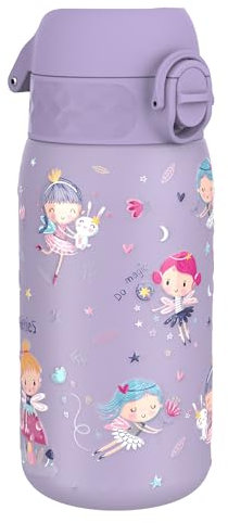 Ion8 Borraccia Inox Leggero per Bambini, 400ml, Non Isolato, a Prova di Perdite, Facile da Aprire, Serratura Sicura, Lavabile in Lavastoviglie, Facile Pulizia, Durevole e Antigraffio, Fate