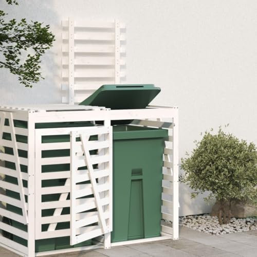 Extensión de almacenamiento de basura con ruedas, madera maciza de pino blanco