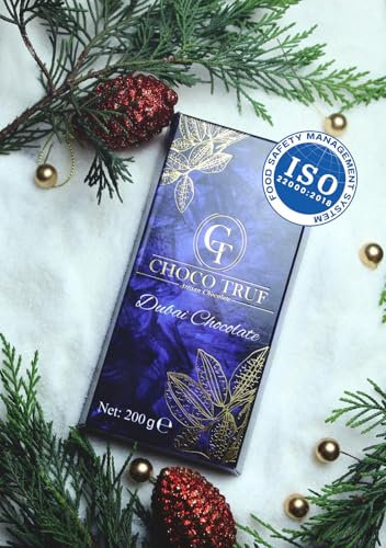 Dubai Premium Chocolate 200 g – Certificado ISO – Chocolate con leche hecho a mano con pistacho, pelo de ángel y delicada crema de pistacho – Delicadeza oriental y elegante idea de regalo