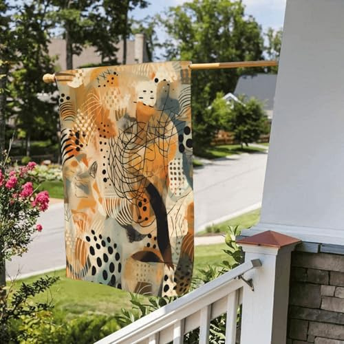 Bandiera stagionale da giardino bifacciale, 28 x 40 pollici, motivo astratto di forme, piccole bandiere da cortile per esterni, bandiera stagionale da fattoria floreale, decorazione per esterni, ban