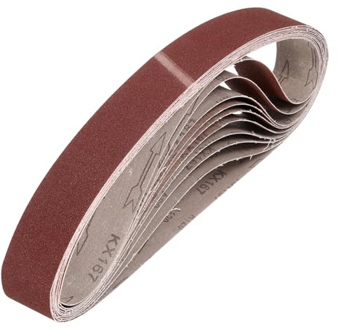 QUARKZMAN 25mm x 457mm Nastri Abrasivi, 10Pz 120 Grana Carta Vetrata per Levigatrice Ossido di Allumina Per Lavorazione Legno, Lucidatura Metalli, Affilatura Coltelli