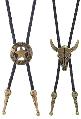 2 PCS Cowboy Necklaces, Retro Cowboy Accessories for Men Bolo Tie for Men, Adjustable Cowboys Accessories Women, Cowboys Neck Tie Suitable to Give Family Friends and Partners