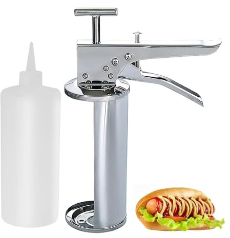 Dispenser per salse, pistola per hamburger in acciaio inox, dispenser per panna acida, bottiglia con dispenser, per cucina, insalata di pomodori, salsa di fragole