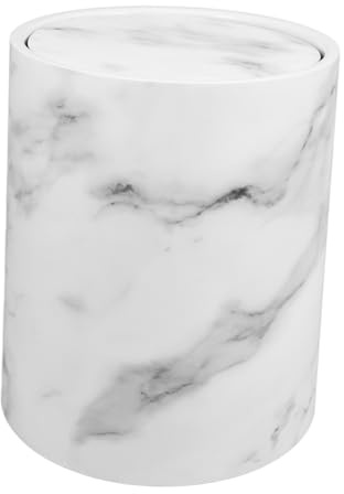 TOYANDONA Cestino per Rifiuti Bagno Coperchio Ribalta Design Imitazione Marmo e Robusto per Cucina Ufficio e Casa