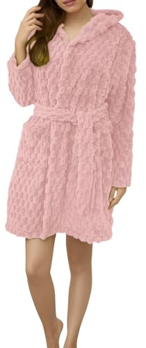 Generisch Albornoz para mujer, térmico, acogedor, para sauna, largo, invierno, grueso, bata, bata, bata, bata, bata, ropa de baño holgada, de felpa, con capucha y bolsillos