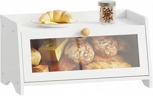 BAMBANG Brotkasten Bambus Weiß,Brotaufbewahrung Frischhalten Brotbehälter Brotschrank Bread Box Holz,Brotaufbewahrungsbox Brotkorb Brotkästen Brotbox Modern Brot Aufbewahrung