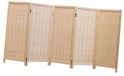Tragbarer, freistehender Raumteiler, 5-teilig, zusammenklappbar, Holzgitter-Design, atmungsaktiv, Sichtschutz für Zuhause und Büro, Farbe 2