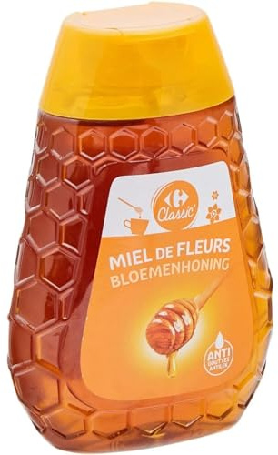 CARREFOUR CLASSIC' - Miel de Fleurs Liquide - Miel de Fleurs - le flacon de 250g - Le Lot De 5