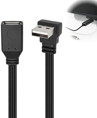 JXRSKJ Câble USB 2.0 À 90 Degrés Câble Plat Court USB A 50cm Prise Adaptateur USB Mâle vers Femelle, Connecteur USB A Coudé Plat, Rallonge Courte pour Charge Et Transfert De Données pour Pc