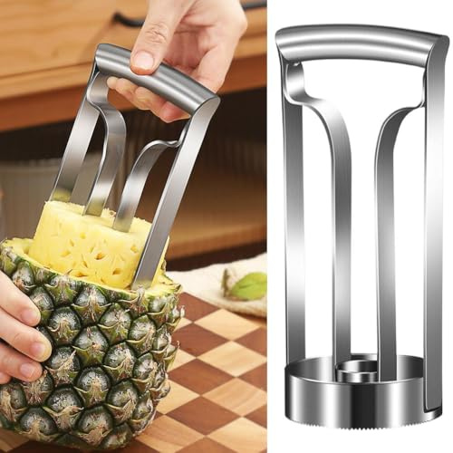Pineapple Corer Slicer Tool - Stainless Steel Pineapple Cutter and Peeler | Heavy Duty Fruit Core Remover for Perfect Rings in Seconds - Ergonomic Handle & Rustproof Design