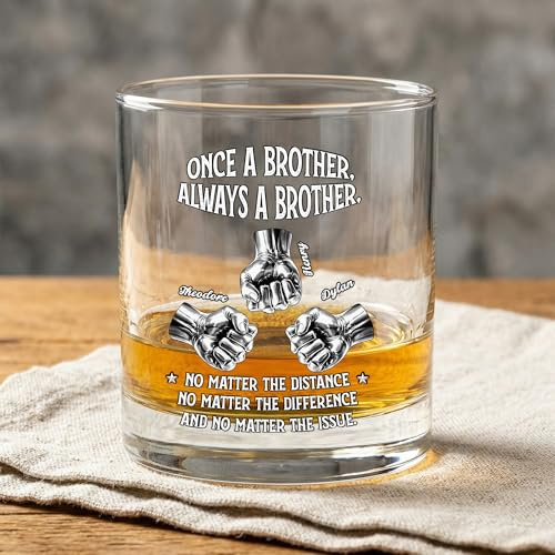GSTFY Whiskyglas mit Gravur Once a Brother Always a Brother, Whiskeyglas, Geburtstag, Vatertag, lustige Freundschaft, Dekoration, Tasse, Geschenke für Mann, Ihn, Brüder, Freunde