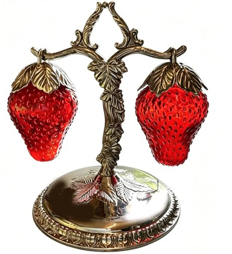 1960s Vintage Strawberry Salt & Pepper Shaker Set, Cute Salt and Pepper Shakers with Vine Stand, Hanging Fruit Kitchen Decor, Spice Dispenser Storage Holders for Kitchen Table Decor