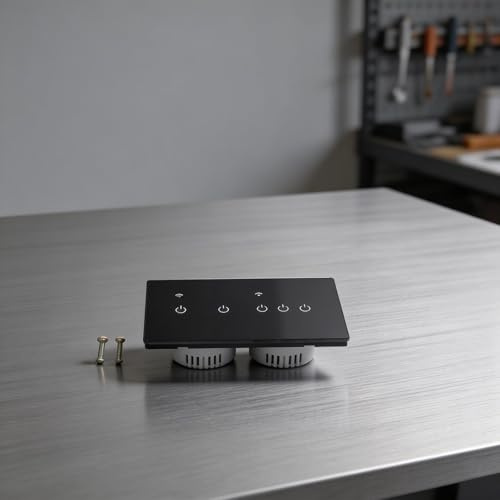 Smart WLAN-väggströmbrytare med glasplatta, 220 V 10 A touchströmbrytare för Tuya för Smart Life-app, röststyrning för alexa, 2,4 GHz WiFi-strömbrytare för hemmet (5 växlad svart)