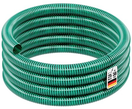 Wiltec Saugschlauch Druckschlauch 25m, flexibel, 38mm (1 1/2) grün - Made in Europe, zum Anschluss an Teichpumpen und Hauswasserwerke